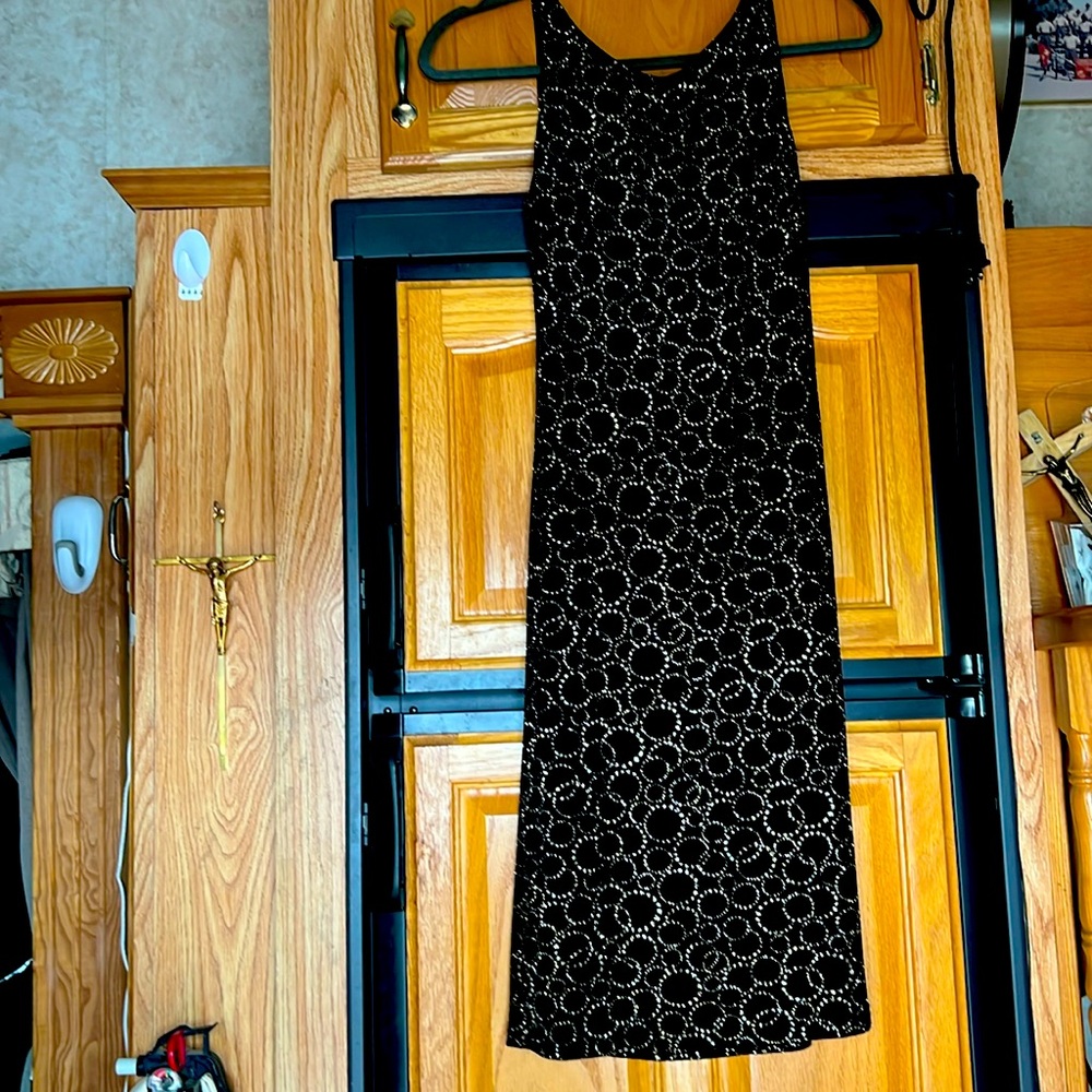 Black and gold cocktail dress